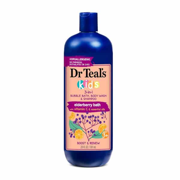 Dr Teal’s Kids 3 in 1 Elderberry Bubble Bath, Body Wash & Shampoo with Vitamin C & Essential Oils