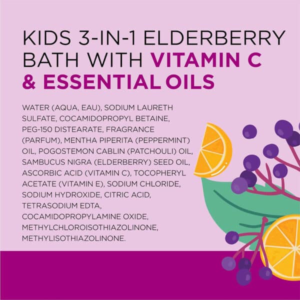 Dr Teal’s Kids 3 in 1 Elderberry Bubble Bath, Body Wash & Shampoo with Vitamin C & Essential Oils