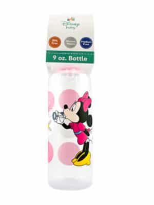 Disney Baby BPA Free 9oz Bottle Medium Flow Silicone Nipple Minnie Mouse Blowing Bubbles