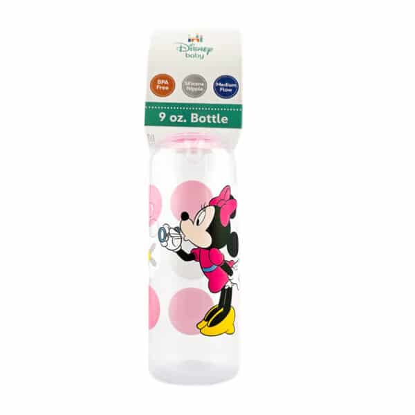 Disney Baby BPA Free 9oz Bottle Medium Flow Silicone Nipple Minnie Mouse Blowing Bubbles
